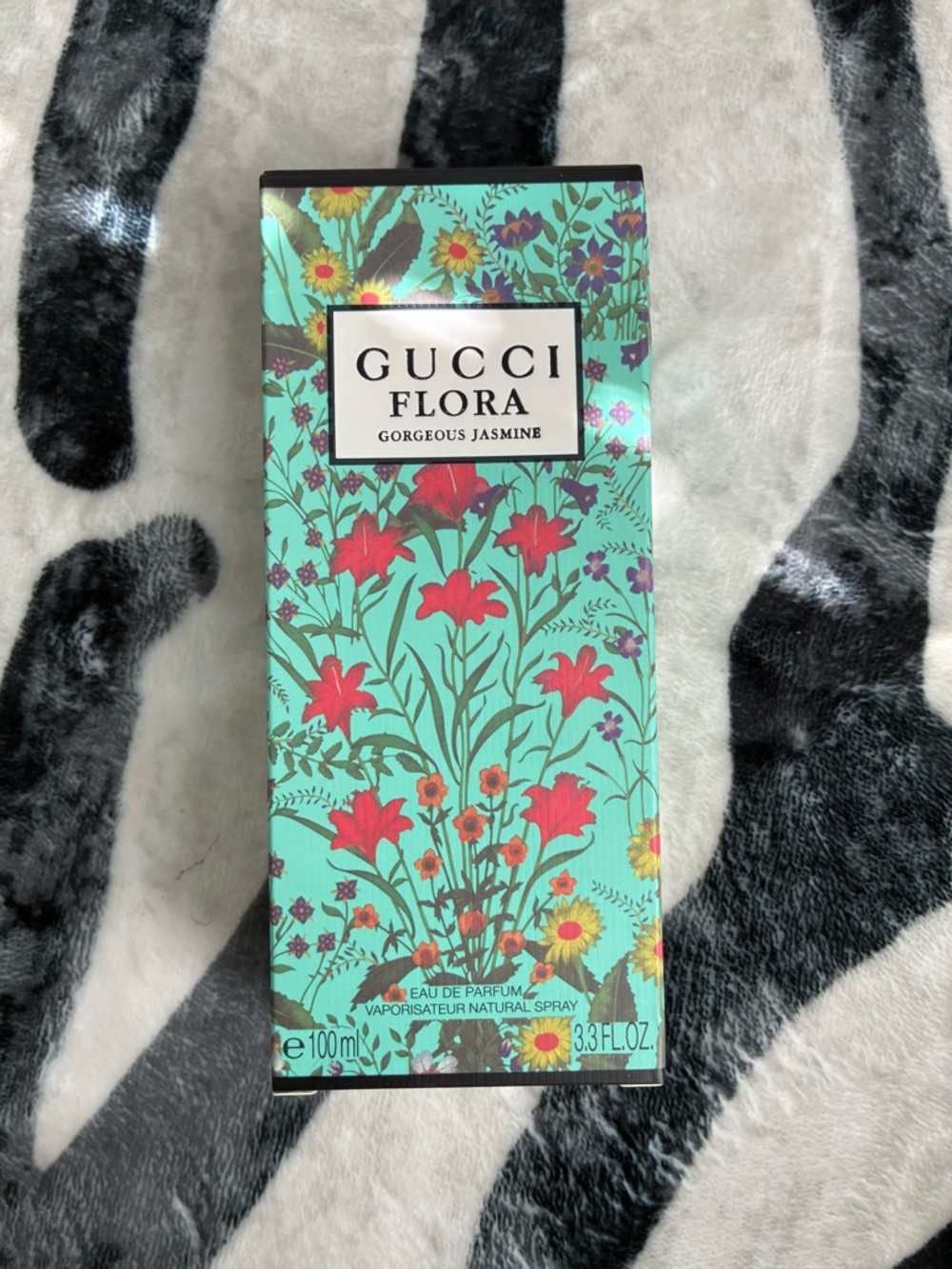 Gucci Floral Box in Aqua with Red and Yellow Blooms